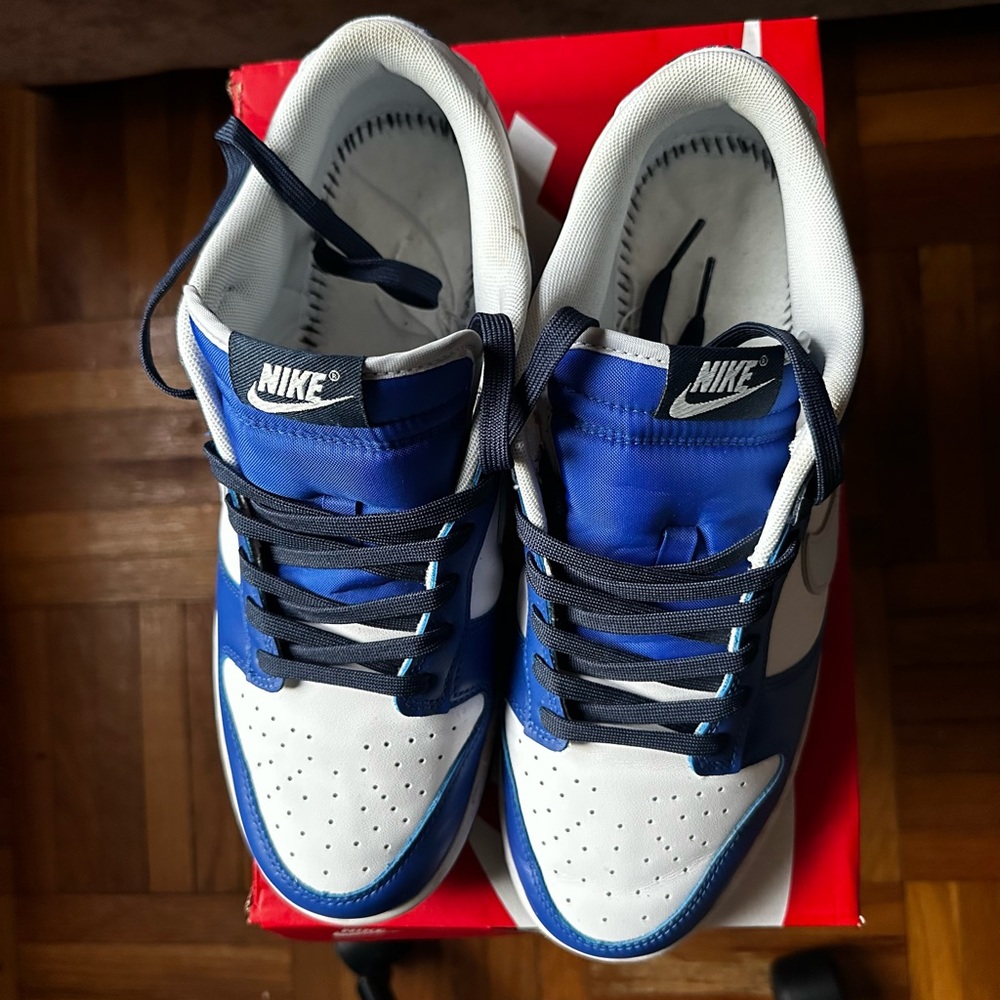 Nike Blue and White Low Dunks